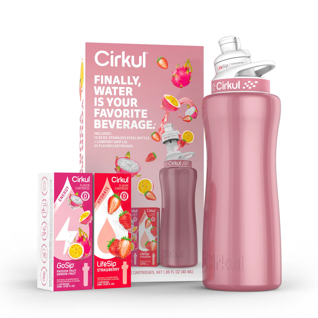 32oz Rose Gold Stainless Steel Water Bottle Starter Kit with Lid and 2 Flavor Cartridges X28205