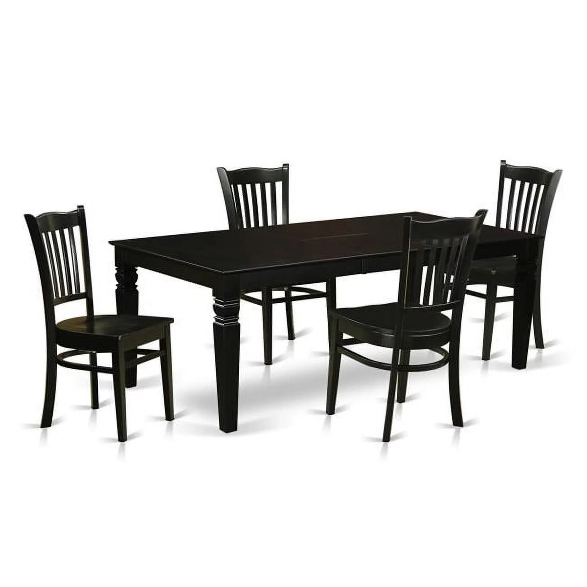 Black 5 Piece Dining Room Set with Wood Seat Chairs G601499