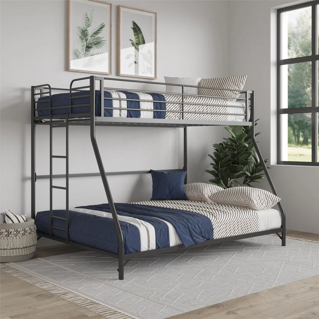 Black Twin-over-Full Metal Bunk Bed J658