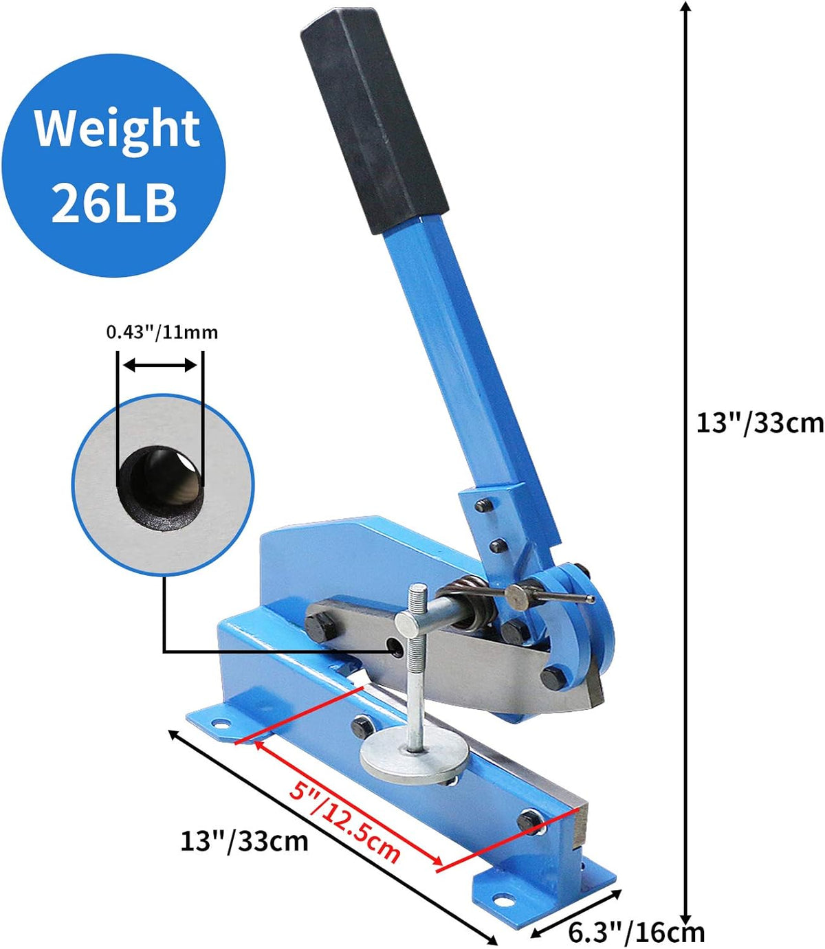 Hand Plate Shear, Manual Metal Cutter, Cutting Thickness 6mm Max, Benchtop for Carbon Steel Plates B8785