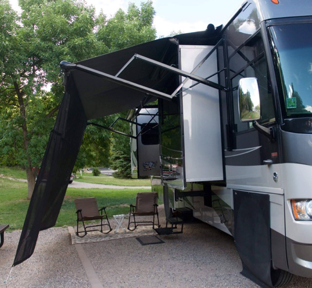 Black 17 x 8 Drop RV Awning EZ Zip Blocker K337