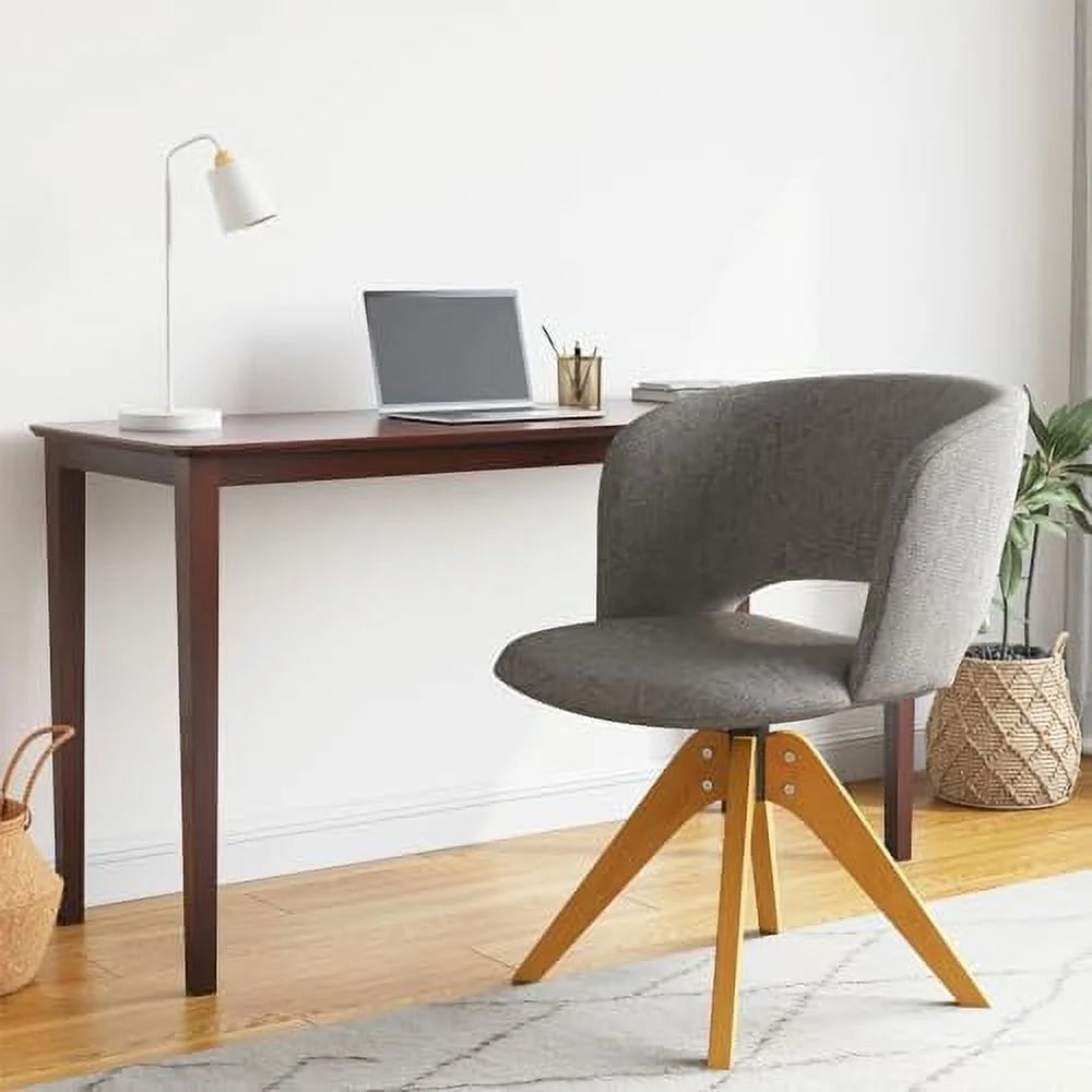 Blue Upholstered Swivel Accent Chair with Solid Wood Legs L76977