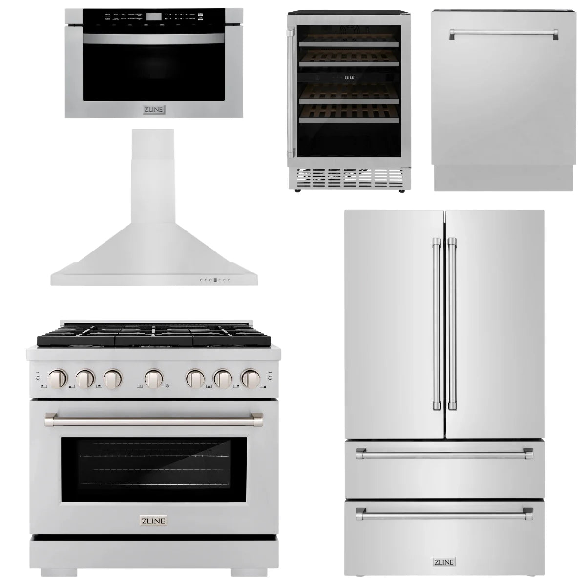 36 Gas Range, Range Hood, Refrigerator, Microwave Drawer, Dishwasher and Wine Cooler K79361