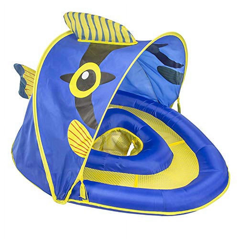 Blue/Yellow Baby Pool Float with Canopy and Safety Seat Y58172