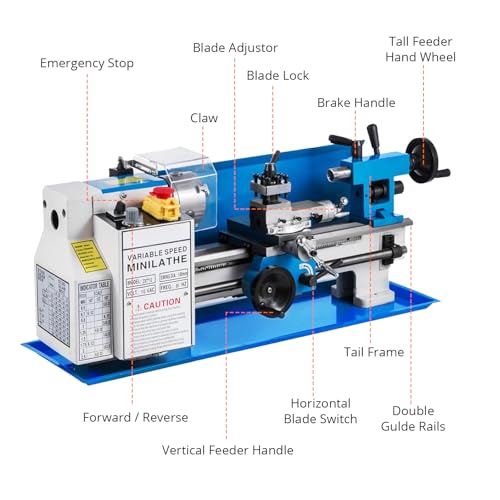 550W Mini Metal Lathe 7" x 12" Benchtop with 3-Jaw Chuck O816