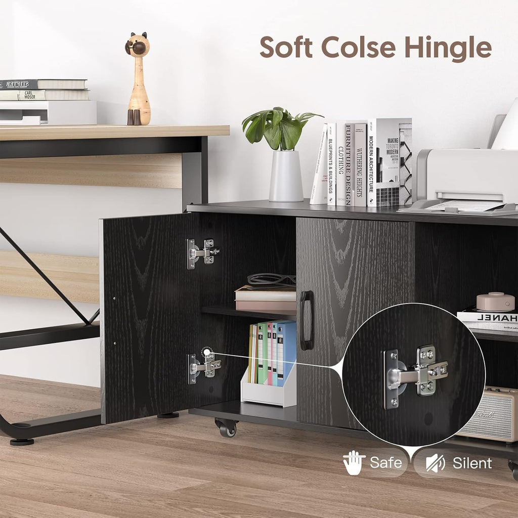 Black Rolling File Cabinet with Storage Y22725