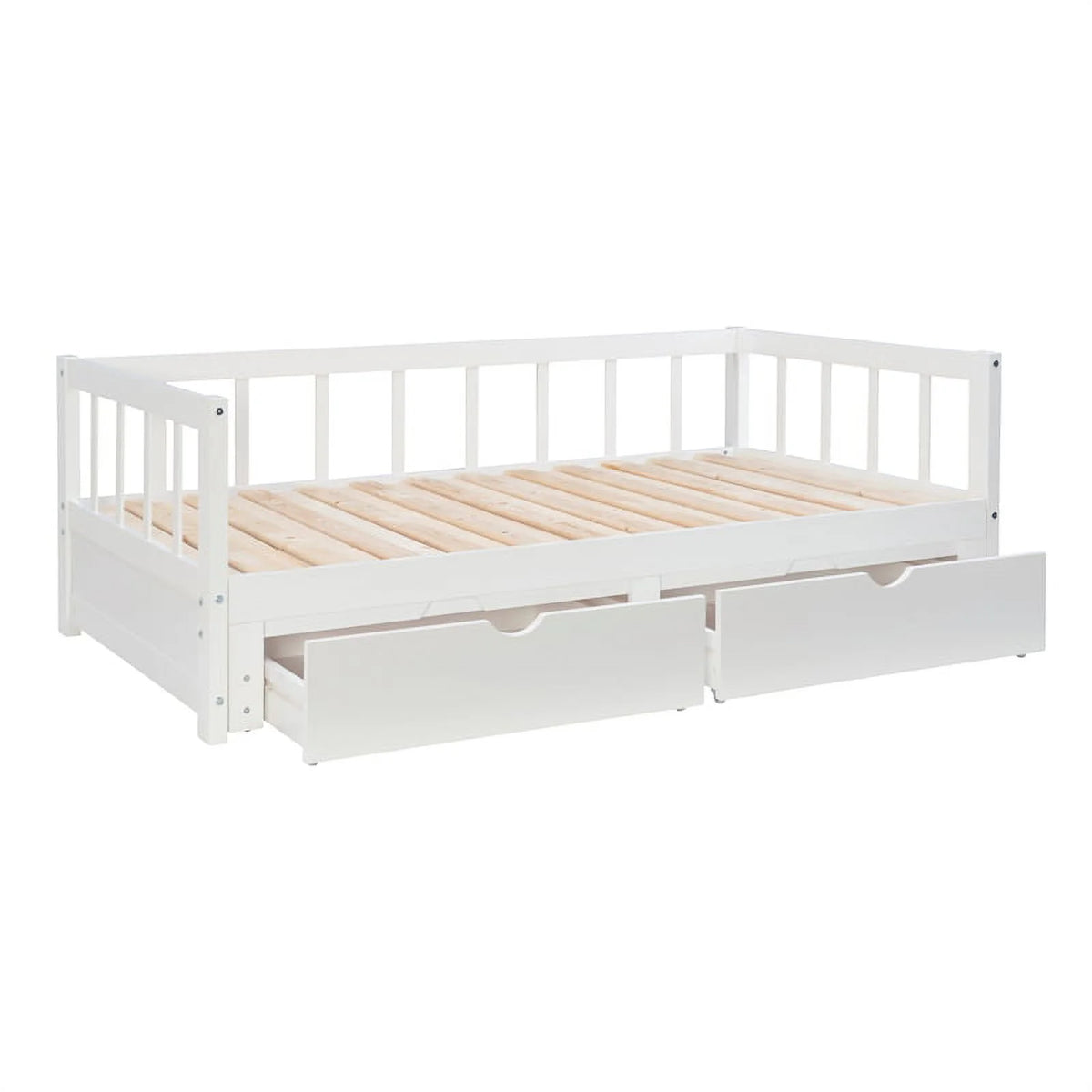 White Wood Storage Trundle Daybed U223