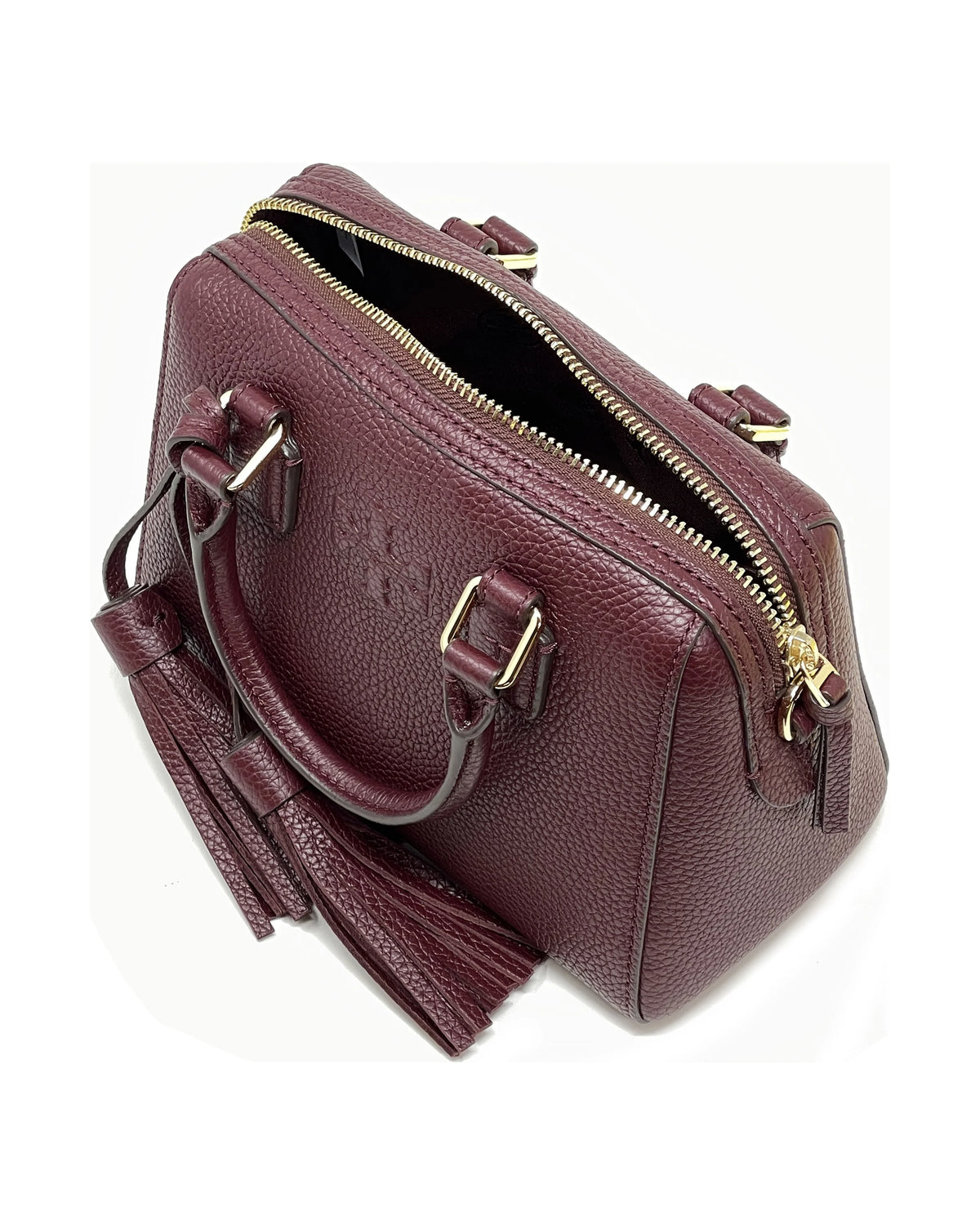 Women's Pebbled Leather Mini Satchel (Claret) C8416