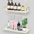 White Floating Wall Shelves Set of 3 with Metal Brackets L8586