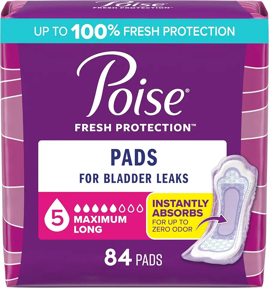 Incontinence & Postpartum Pads, 5 Drop Maximum Absorbency, Regular Length, 84 Count L49321