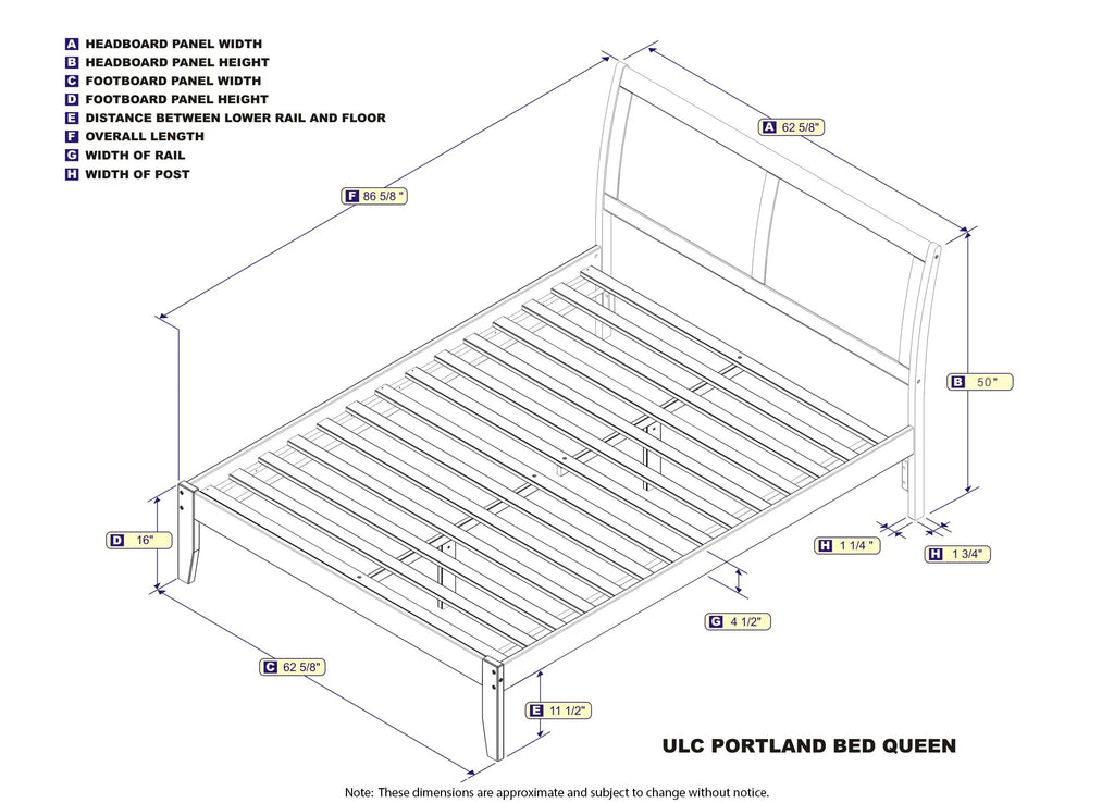 Queen Wood Platform Bed Frame with Sleigh Headboard, White U977278