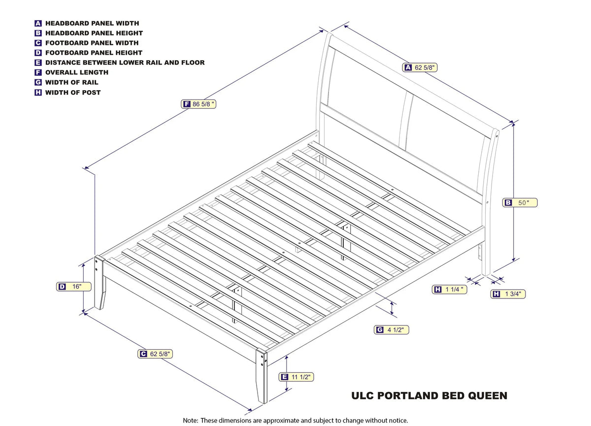 Queen Wood Platform Bed Frame with Sleigh Headboard, White U977278
