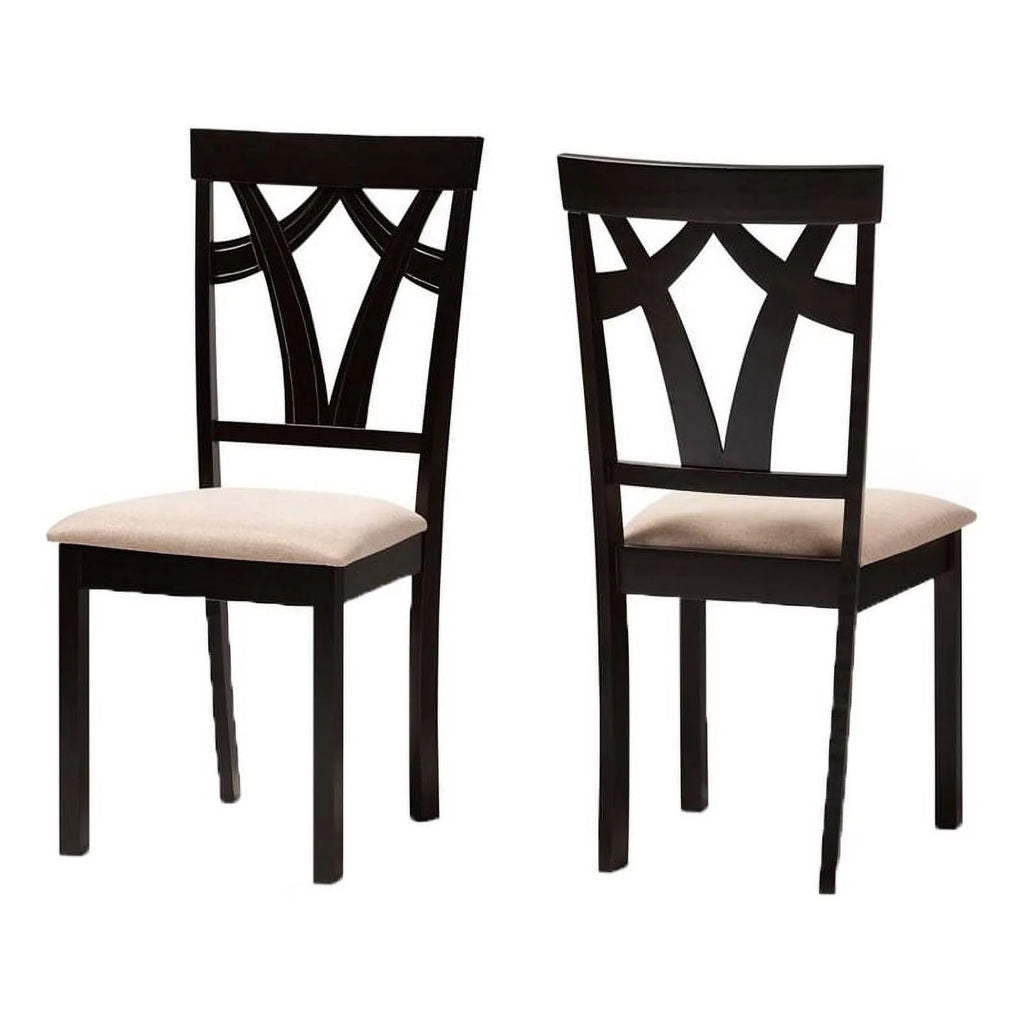 Brown Fabric Dining Side Chair Set of 2 R4315
