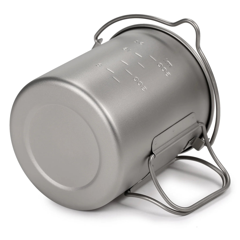 Ultralight 750ml Titanium Pot with Lid and Foldable Handle I424498