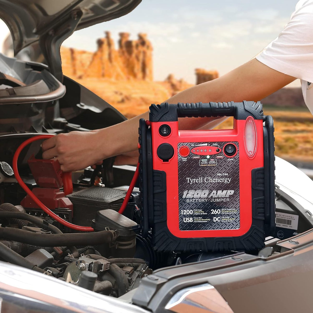 Jump Starter 1200Amp 12V Power Station with 260 PSI Air Compressor D132678