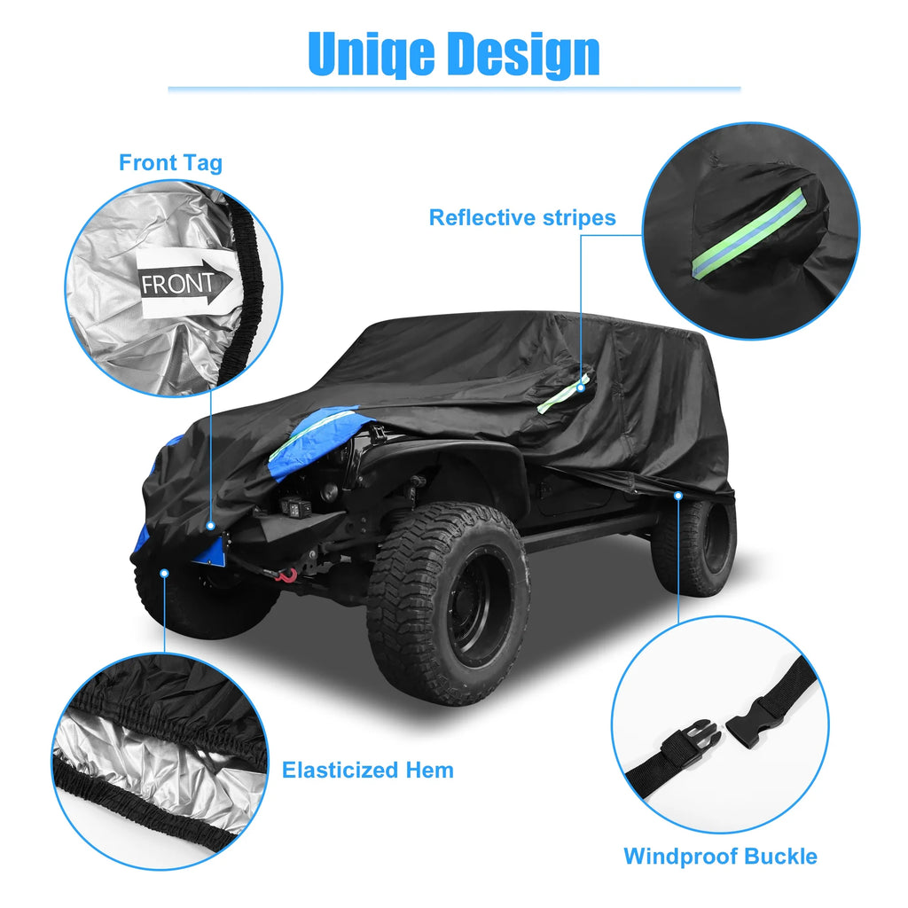 210D Black Blue Car Cover Y4526