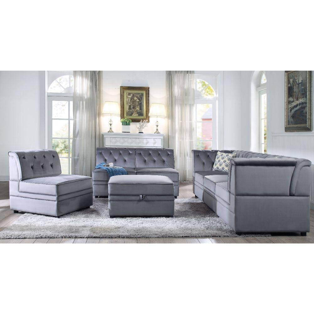 Gray Velvet Armless Chair X74015