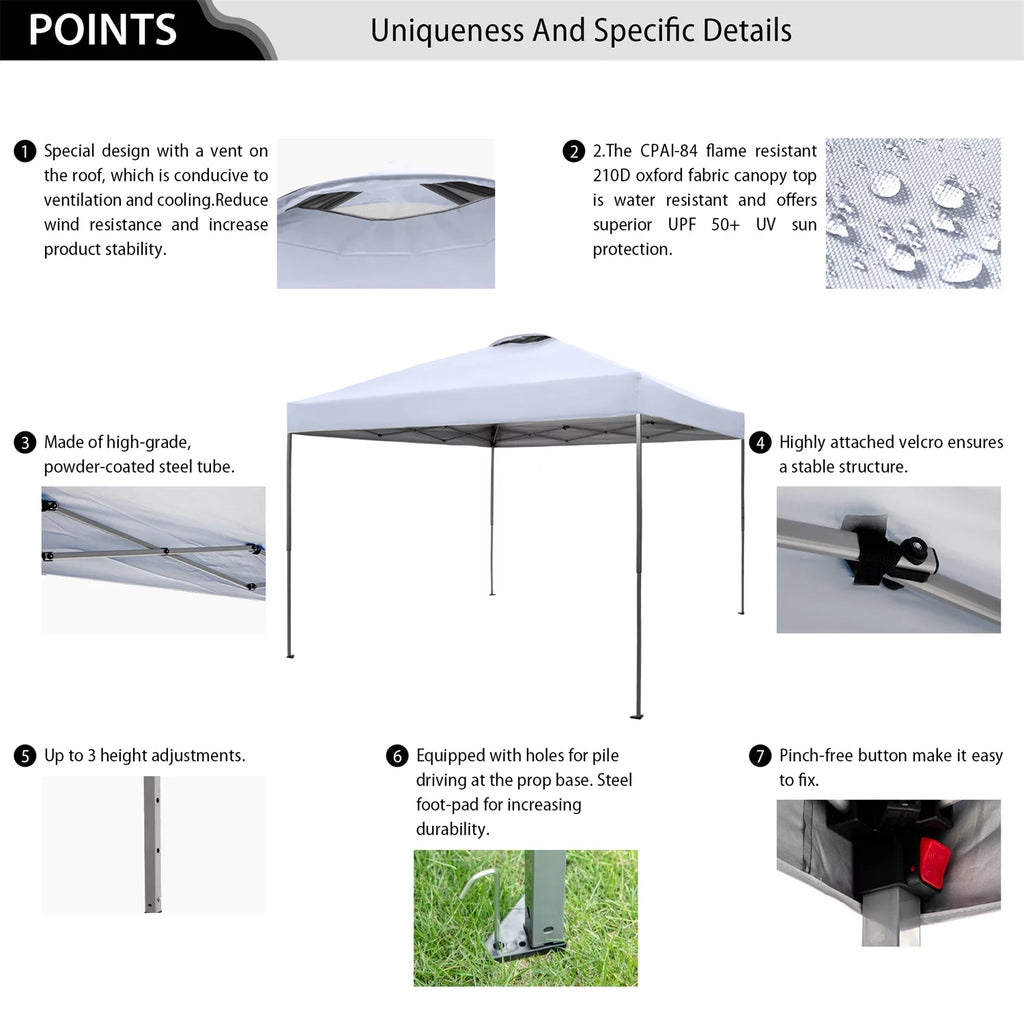 10x10ft Blue Pop-up Canopy Tent with Wheeled Bag J156475