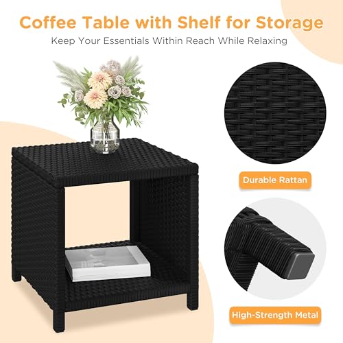 5 Piece PE Wicker Patio Conversation Set with Cushions U6614