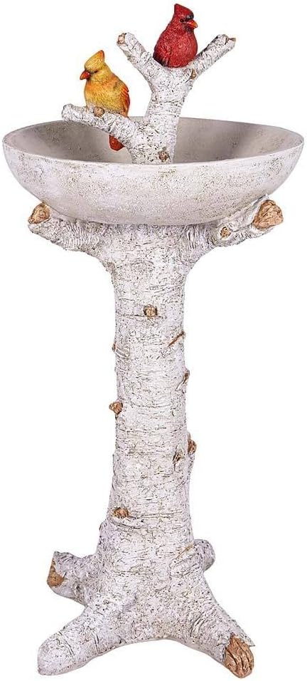Resin Birdbath, Hand Painted, 12" dia. x 27½"H Q9196