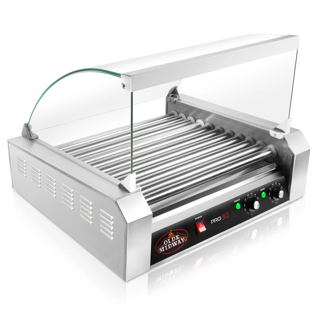 30 Hot Dog 11 Roller Grill Cooker Machine 1200-Watt With Cover F971