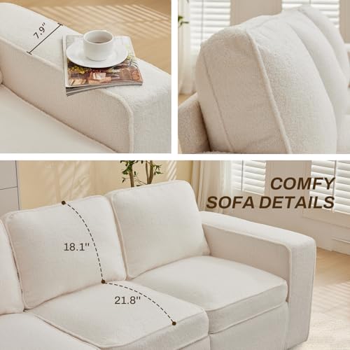 80'' Grey Linen 3-Seater Sofa with Side Pocket Y181614