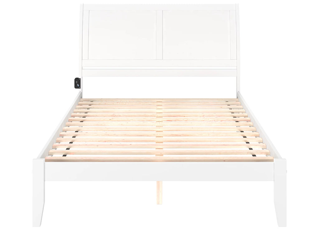 Queen Wood Platform Bed Frame with Sleigh Headboard, White U977278