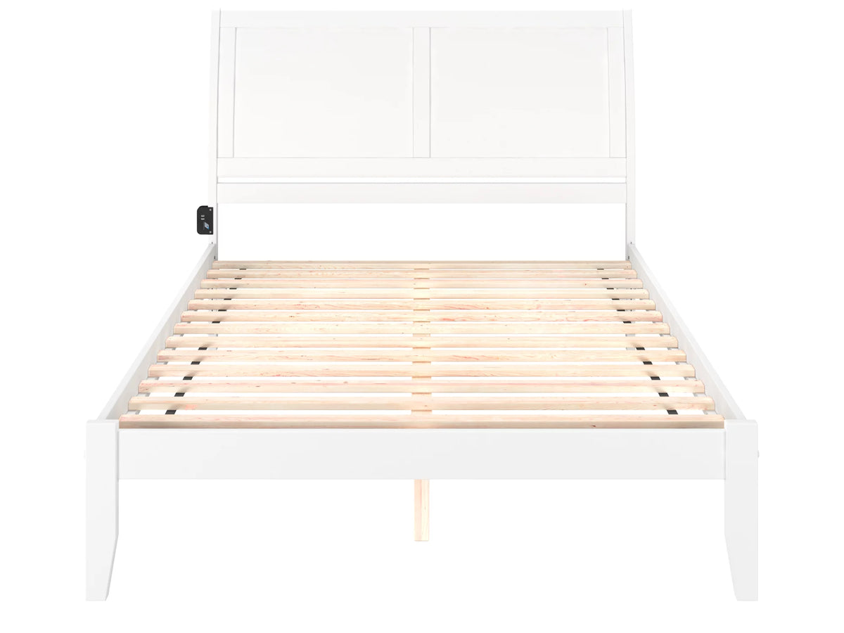 Queen Wood Platform Bed Frame with Sleigh Headboard, White U977278