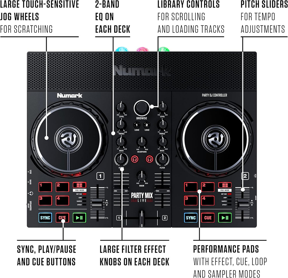 DJ Controller with Built in Speakers and DJ Mixer W97827