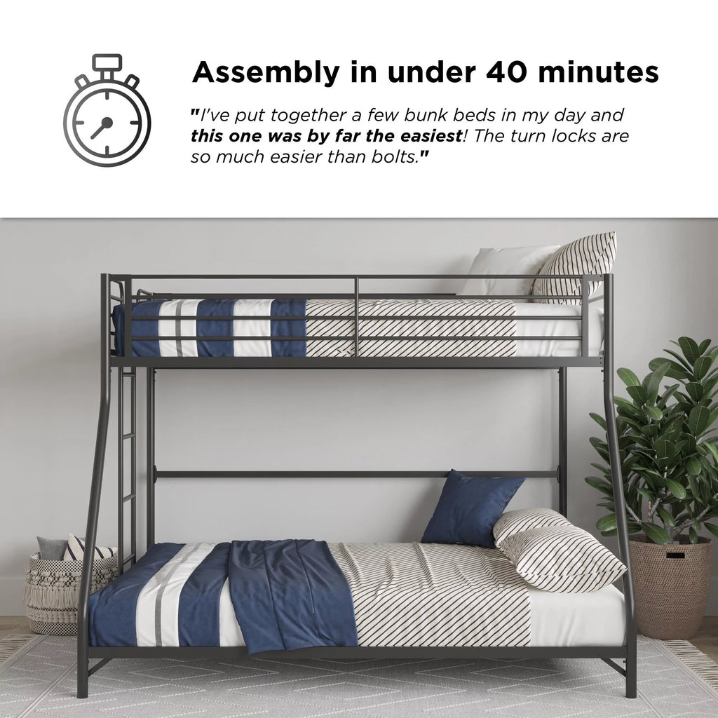 Black Twin-over-Full Metal Bunk Bed J658