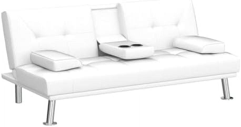 Brown Faux Leather Convertible Sofa Bed X2746