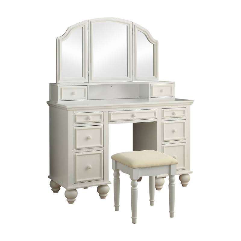 3-Piece White Wood Bedroom Vanity Set N813903