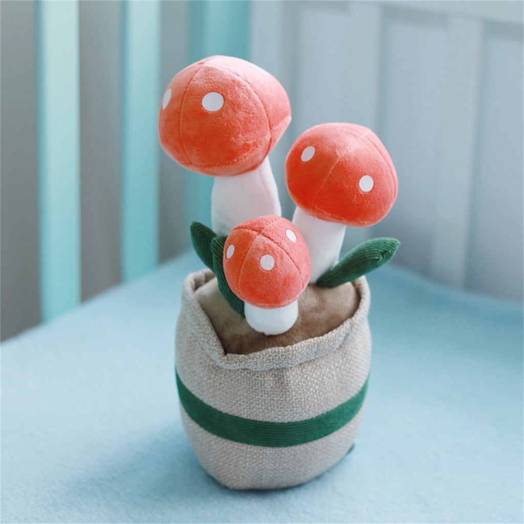 Mushrooms Simulation Potted Plush Toy Doll Plant Indoor Decoration L9955