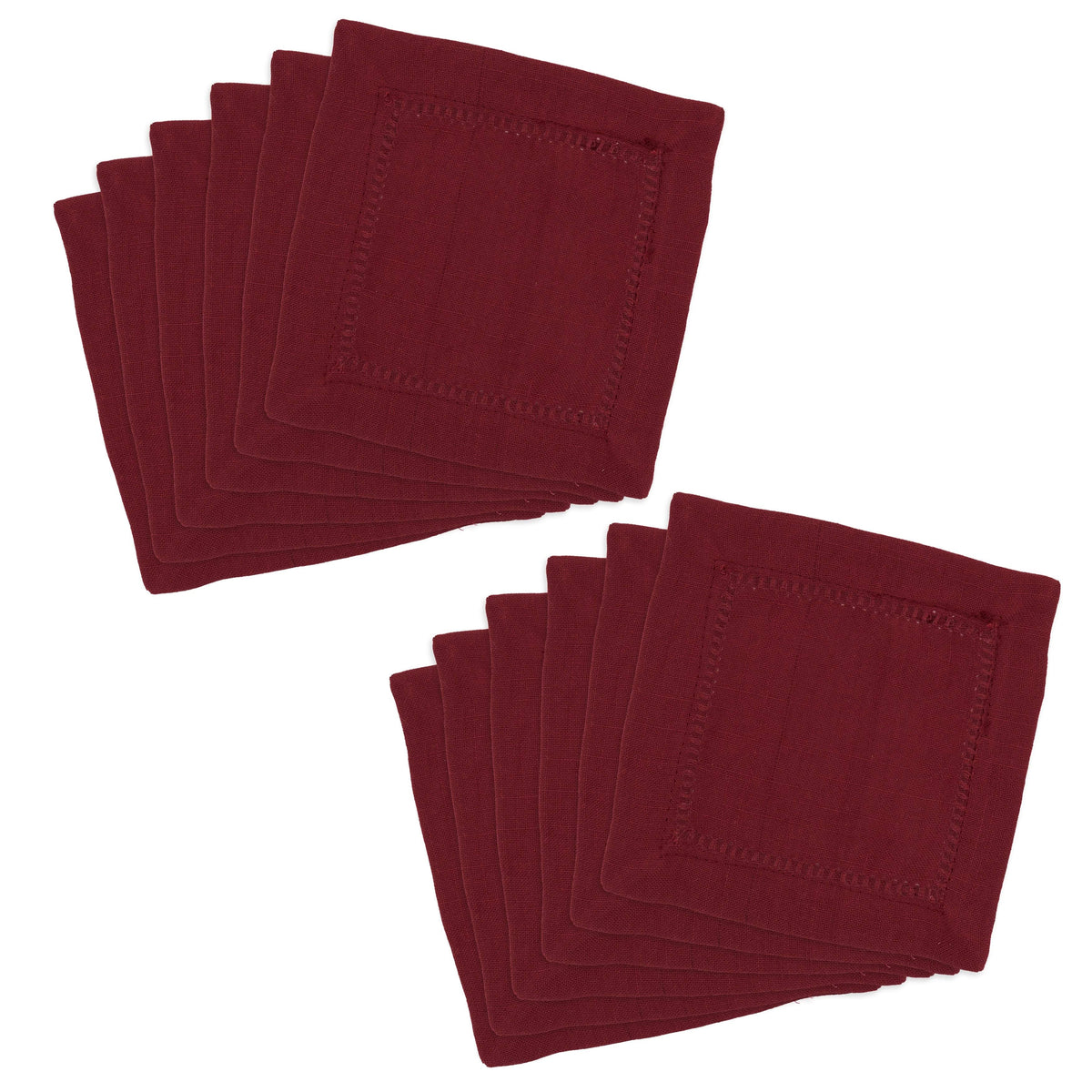 Burgundy Hemstitch Border Dinner Napkin Set of 12 E515