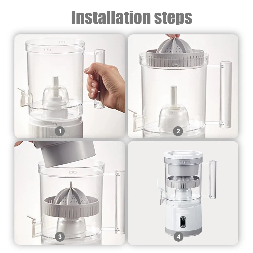 Electric Citrus Juicer Squeezer with Pulp Basket, 300ml, USB Charging, BPA-Free (White) L152