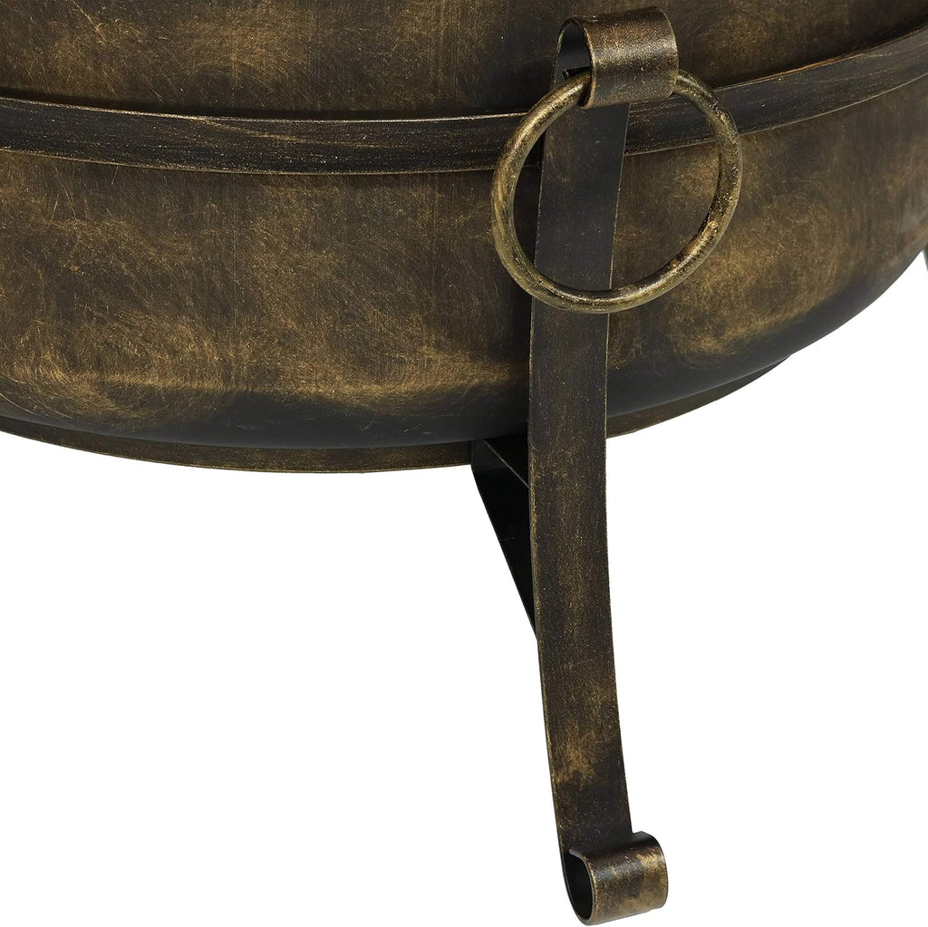 24-Inch Wood-Burning Fire Pit with Spark Screen, Poker, and Grate W841803