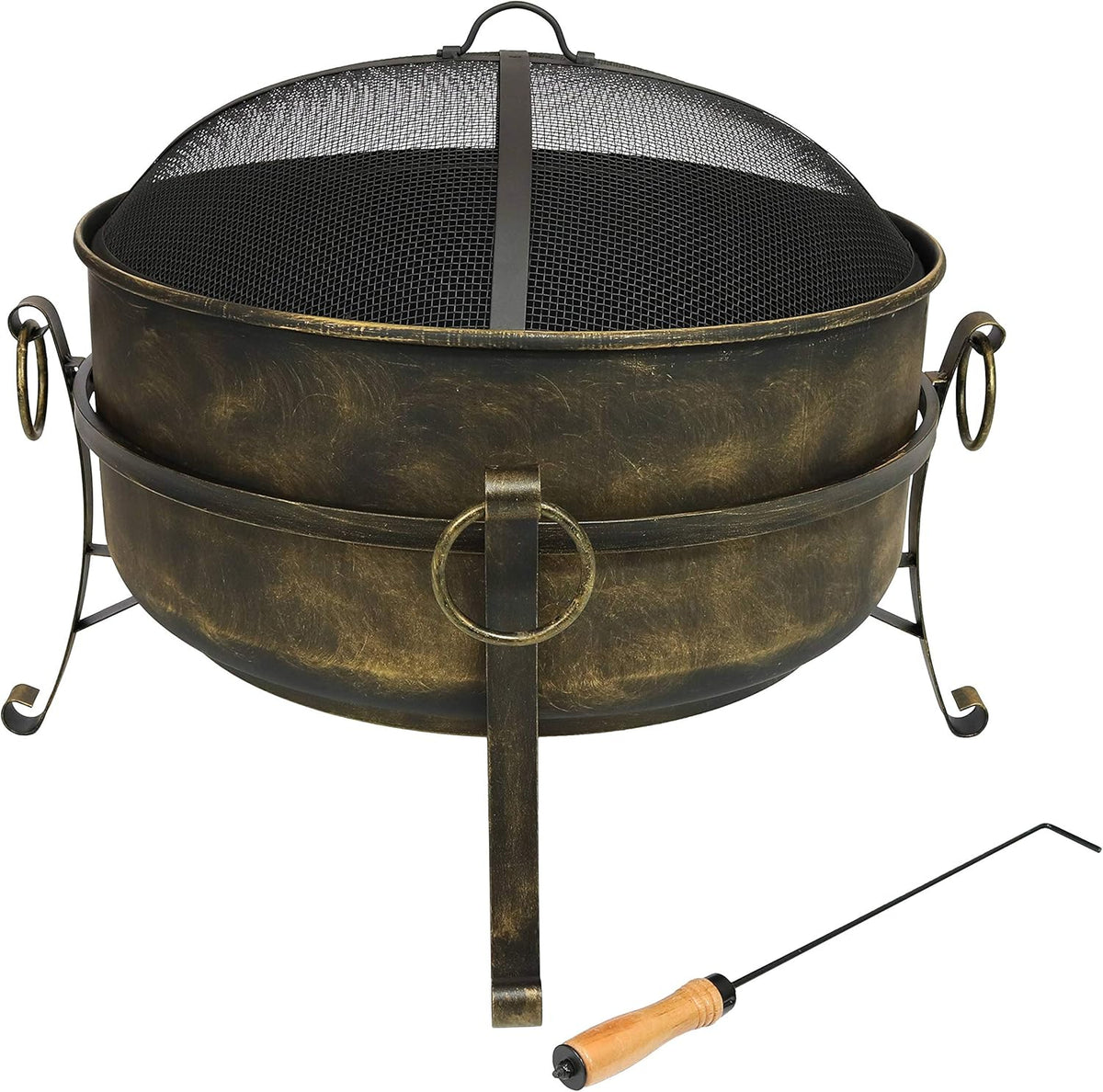 24-Inch Wood-Burning Fire Pit with Spark Screen, Poker, and Grate W841803