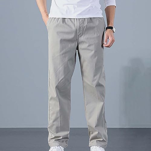 Men's Drawstring Waist Cargo Pants Sweatpants with Zipper Pockets Heavyweight Joggers T411