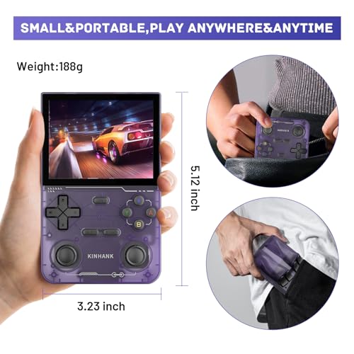 Retro Handheld Game Console with 64GB TF Card, 3.5 Inch IPS Screen Black M176