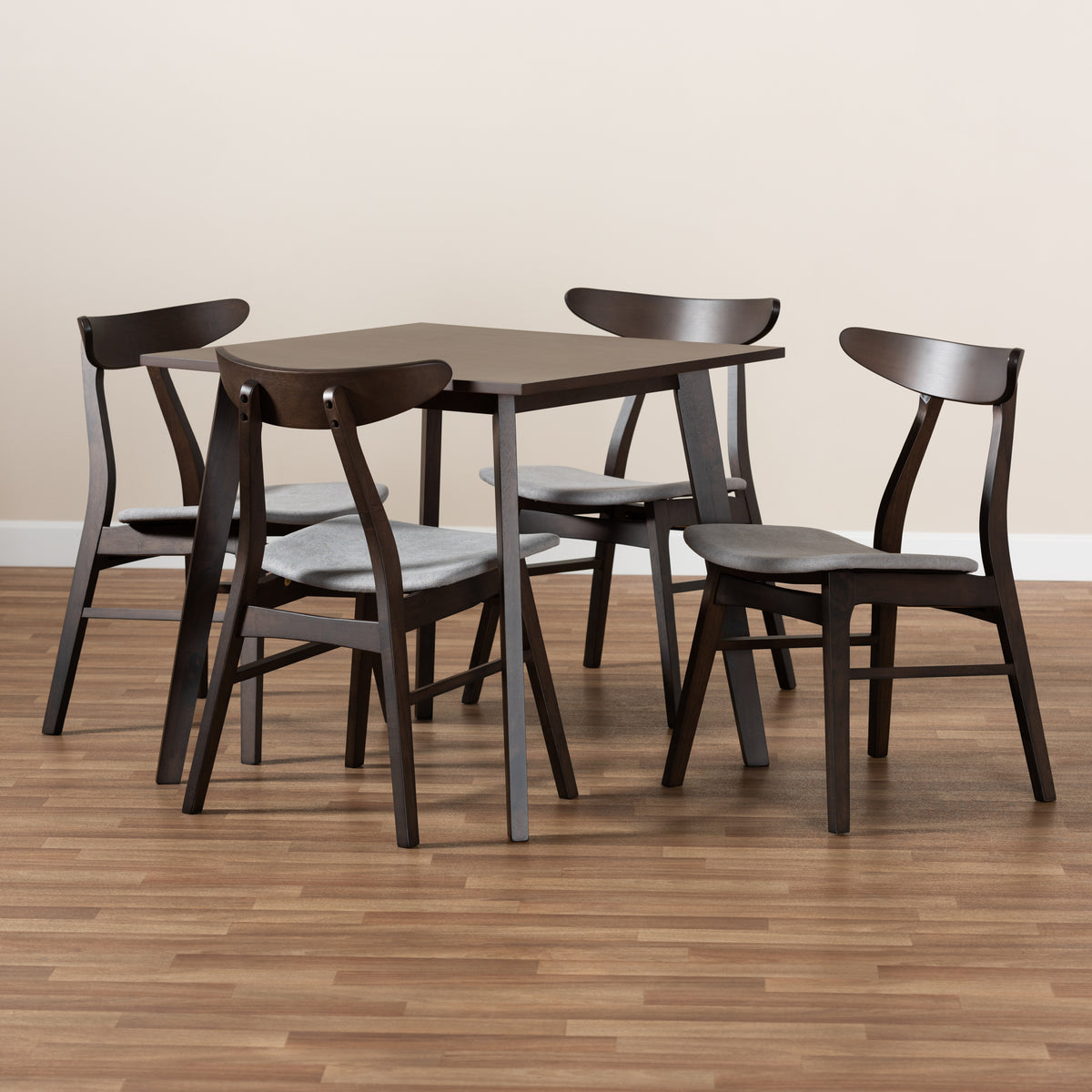 5-Piece Light Grey Fabric Wood Dining Set H39575