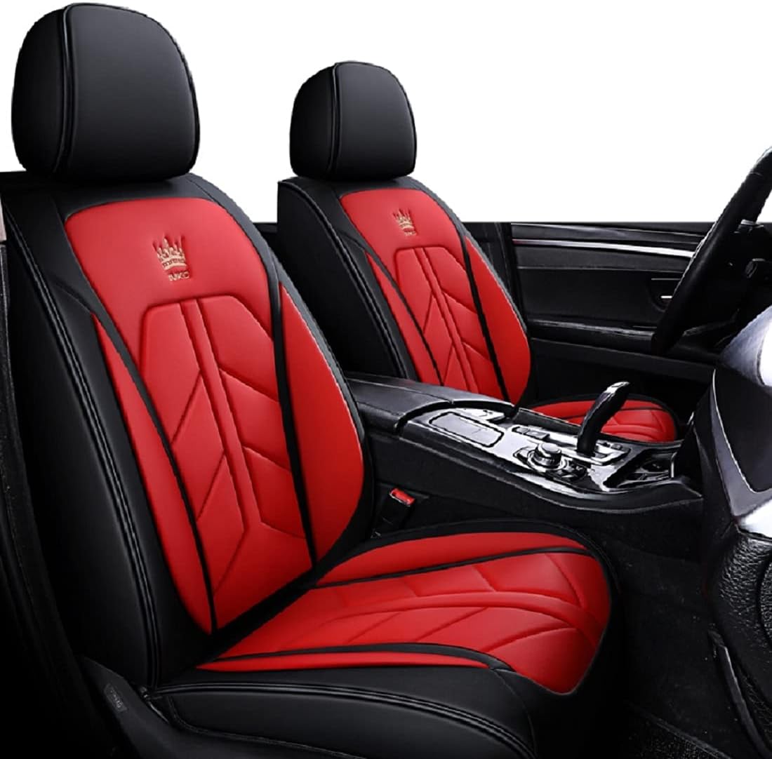 Black-Red Leatherette Car Seat Covers Full Set F526