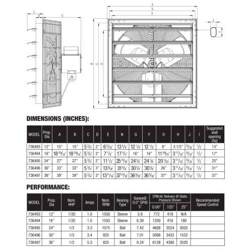 16 in Shutter Exhaust Fan G7234