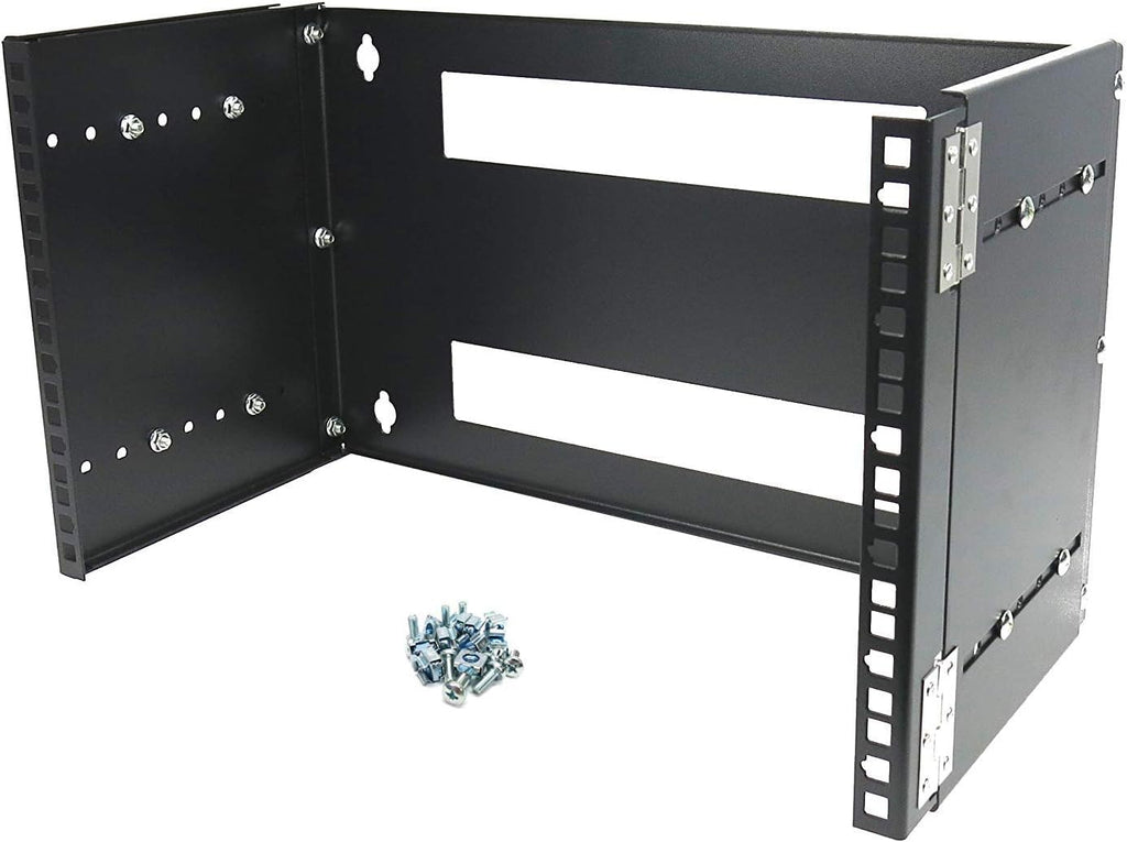 6U 19-Inch Hinged Extendable Wall Mount Bracket Rack Black Pack of 2 U973850