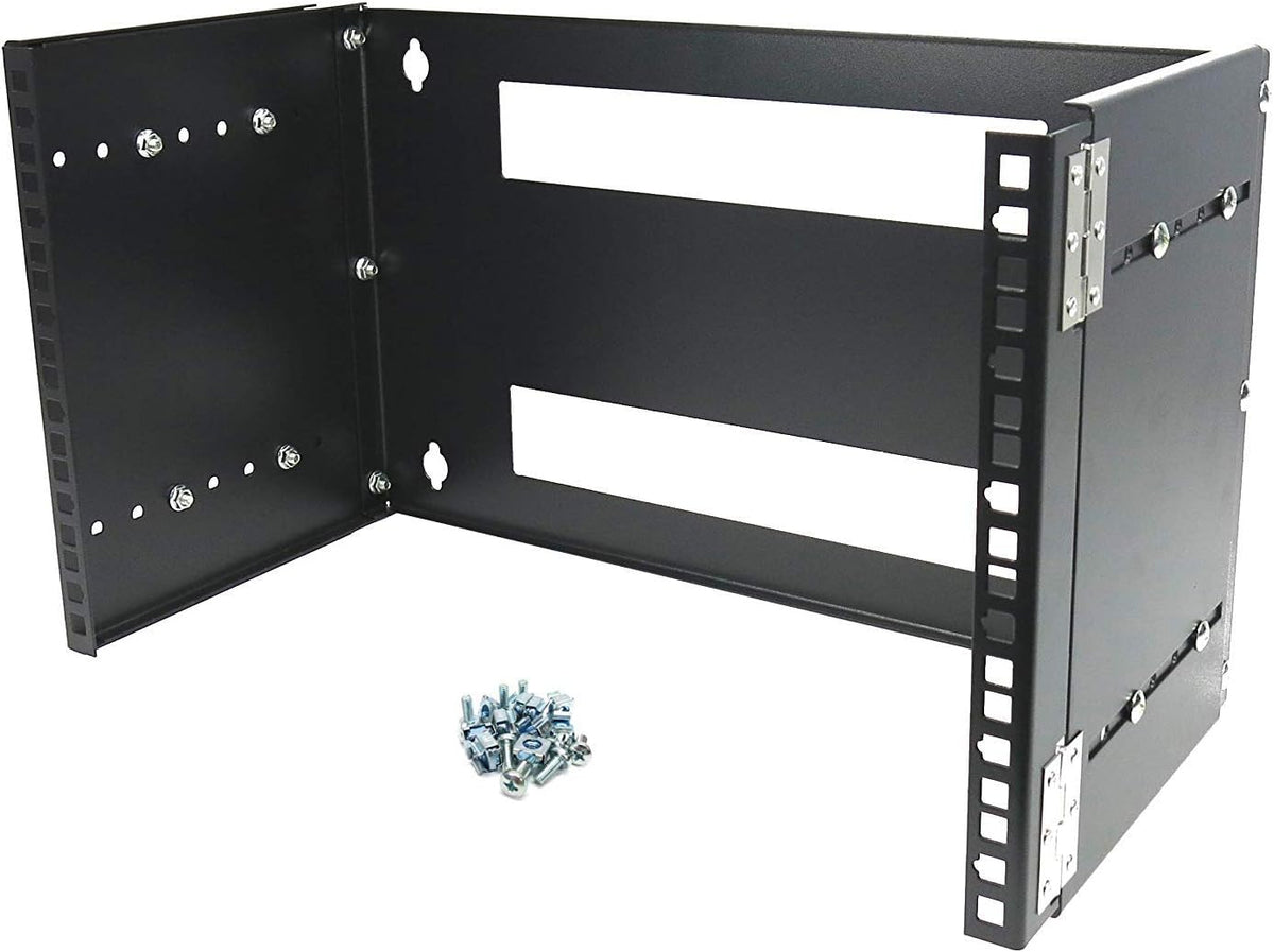 6U 19-Inch Hinged Extendable Wall Mount Bracket Rack Black Pack of 2 U973850