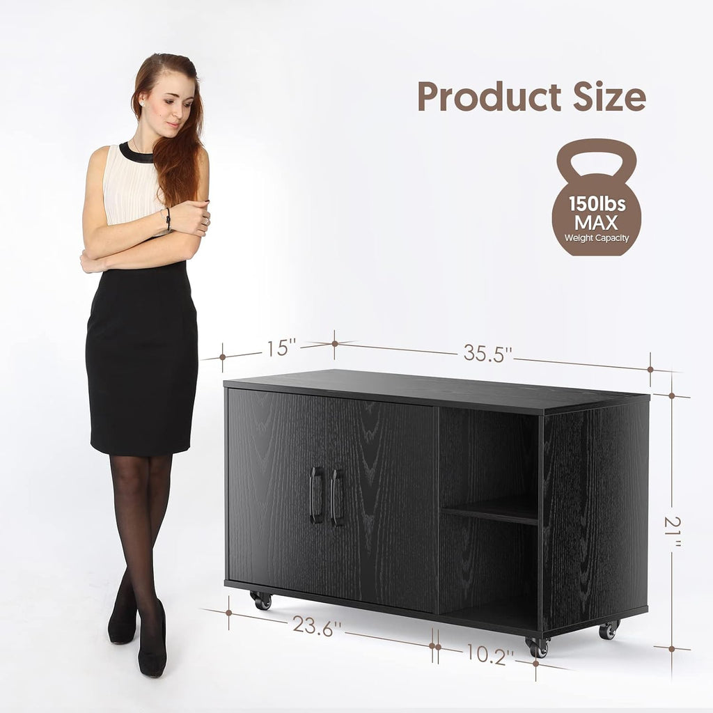 Black Rolling File Cabinet with Storage Y22725
