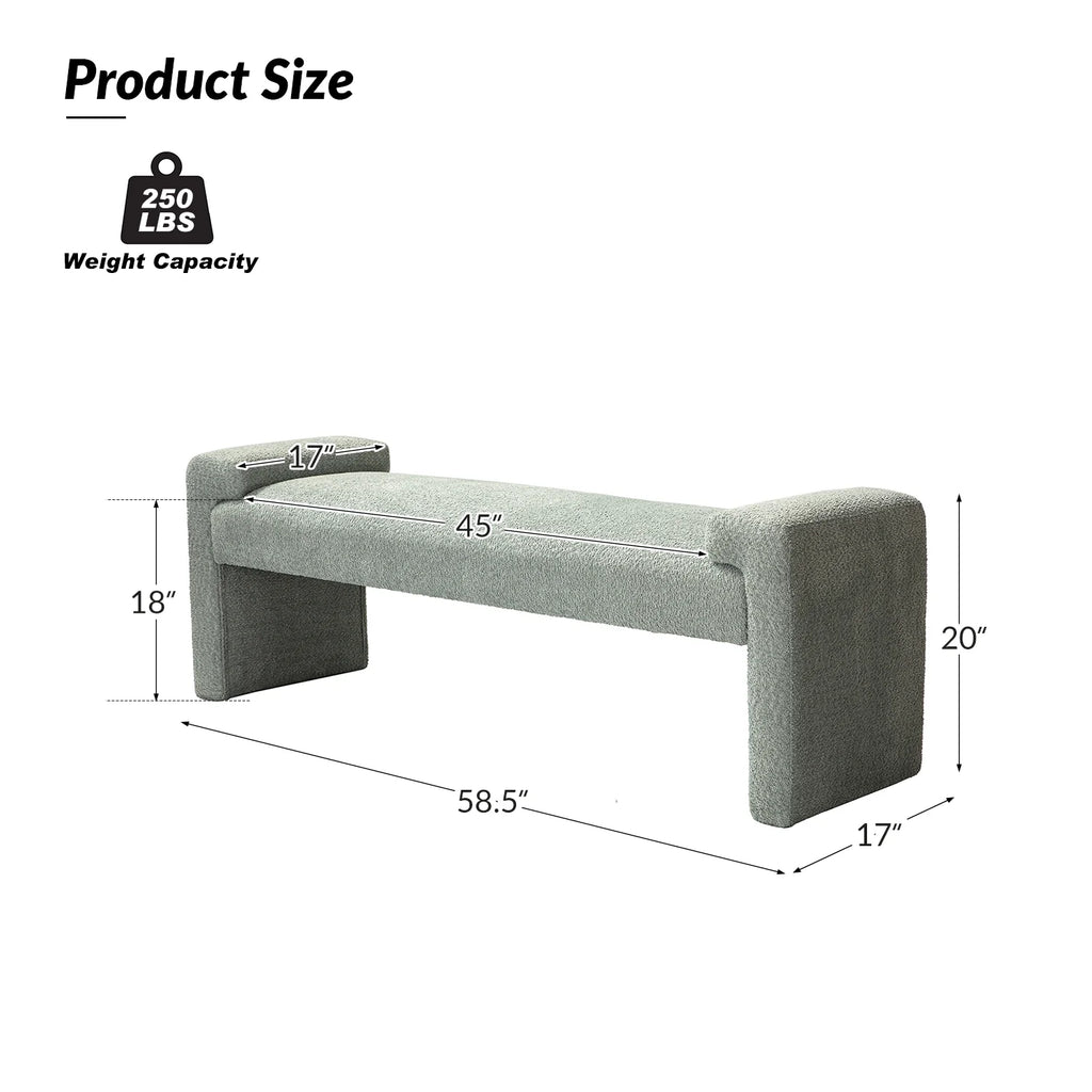 58" Chenille Fabric Upholstered Ottoman Bench A44985