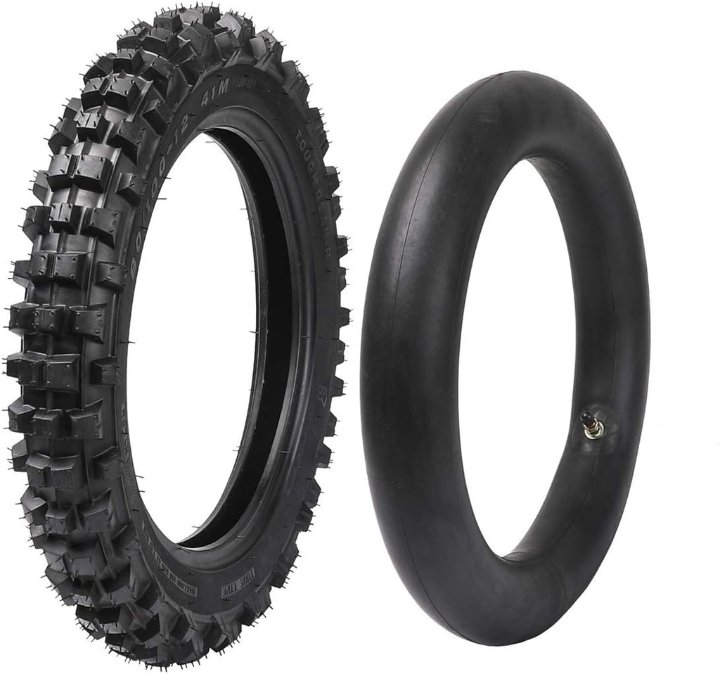 80/100-12 3.00-12 Knobby Rear Tire & Inner Tube Pack of 2 N885