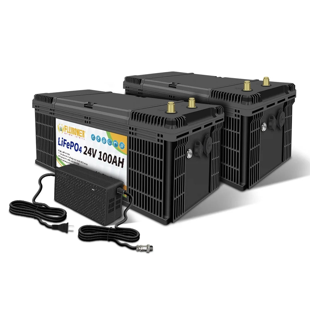 24V 100AH Lifepo4 Battery with BMS, 2 Pack J62084