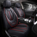 Black-Green PU Leather 5 Seats Full Set Car Seat Covers D237