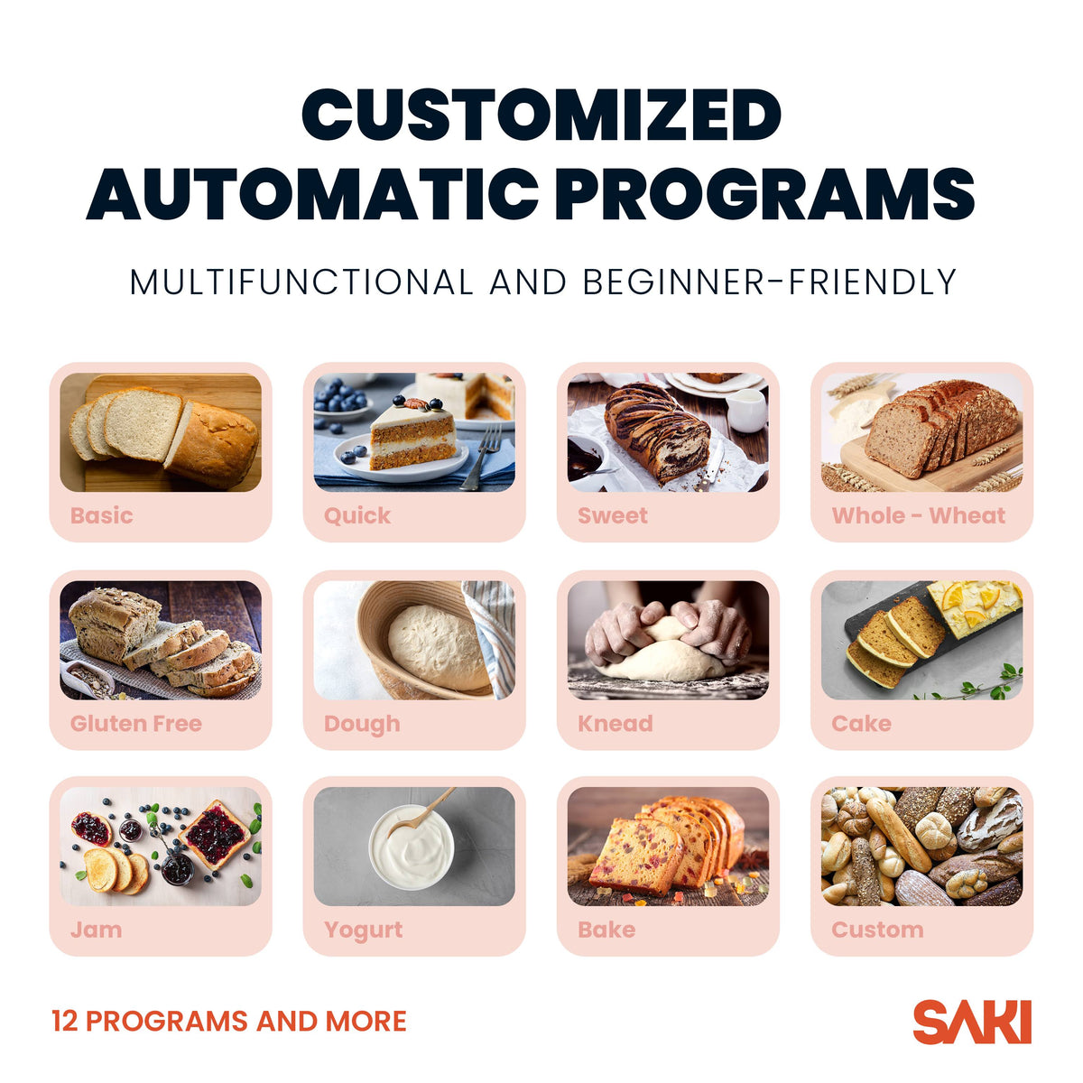 12 In 1 Programmable Bread Maker With Nonstick Pan, 3.3 LBS Capacity P6547